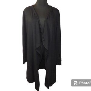 Soma Live Lounge Wear Luxuriously Soft Black Waterfall Front Cardigan Sweater